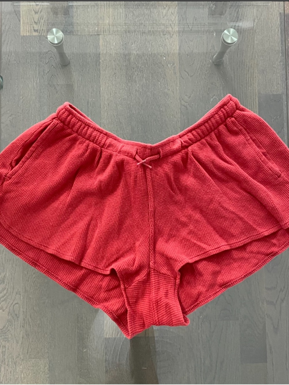 Brandy Melville Summer Thermal Shorts in Faded Red